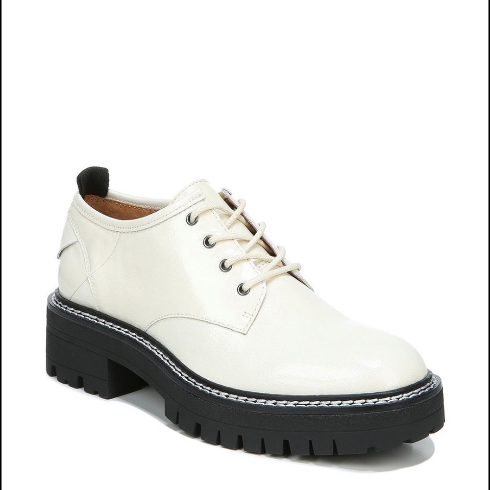 Franco Sarto Patent Leather Derby Platform- Off White- Size 8.5